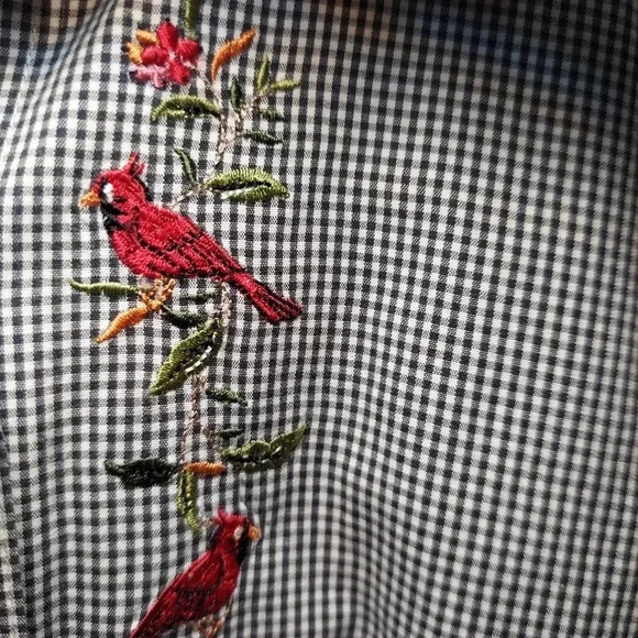 Orvis Gingham Cardinal Embroidered Button-Down Shirt - Picture 6 of 6